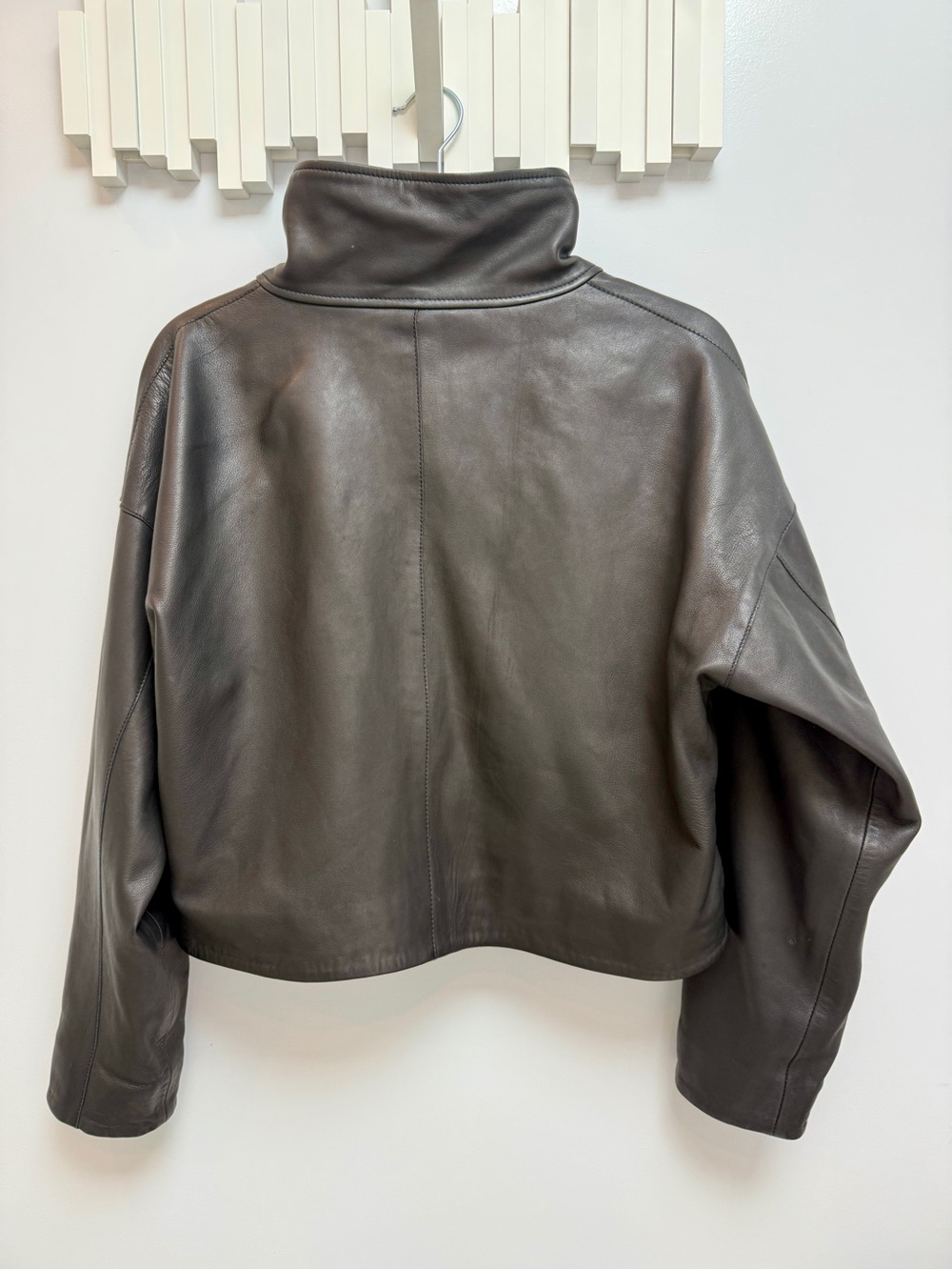 All Saints Ryder Black Cropped Leather Jacket - Picture 3 of 16